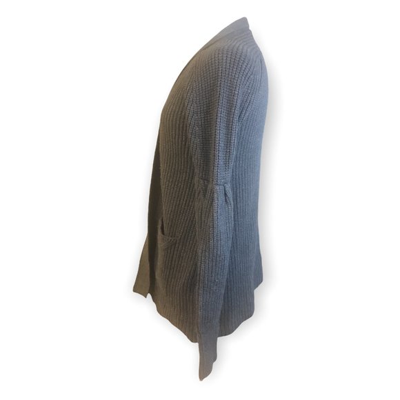 ANTHROPOLOGIE KNITTED & KNOTTED DARK Gray MAJELLA Open Front WOOL BLEND CARDIGAN - Picture 5 of 8